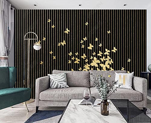Fototapete 3D Tapete Goldener Schmetterling Mit Schwarzen Und Weißen Streifen Tapeten Vliestapete Wandbilder XXL Wanddeko Wandtapete -308750 150x105cm