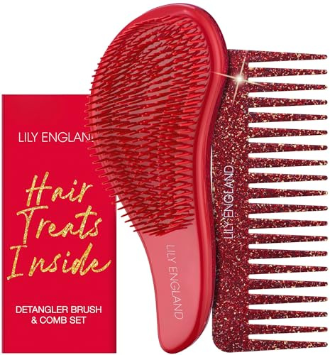 Detangle hårborste och bred tandkam set lätt att hålla reda ut hårborste och reda ut kam för kvinnor och barn för våta eller torra, fina, lockiga, tjocka, afro hår av Lily England - röd