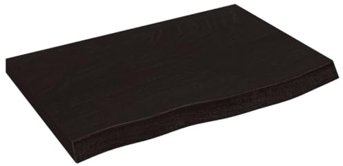 vidaXL Dessus de Table Marron foncé Bois chêne Massif traité