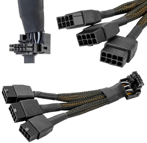 Xiatiaosann 16 AWG PCIE 5.0 12VHPWR 600W 3x8 Pin to 16Pin (12+4Pin) 90 Degree Right Angle Supply Adapter Cable for Graphics Card RTX 4090 4080 3090TI 4070Ti (type B)