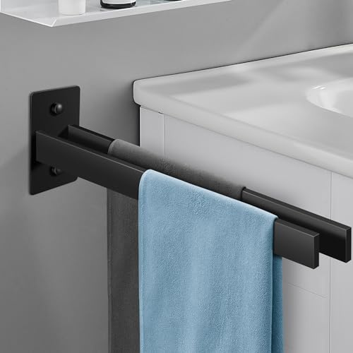 Porta Asciugamani Bagno Nero 39cm, Portasciugamani Da Parete In Acciaio Inox 304,Due Metodi Di Installazione Da Forare&Autoadesivo Senza Forare