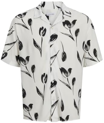 JACK & JONES JJEJEFF Charge Resort SS SN T-Shirt, Cloud Dancer, L