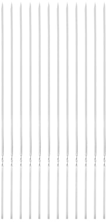 sourcing map Lot de 12 brochettes à kebob en métal 40 cm x 3,8 mm x 1 mm en acier inoxydable réutilisables pour barbecue, grillades en plein air pour viande, crevettes, fruits, légumes