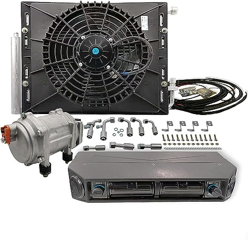 Aspligo Kit de aire acondicionado eléctrico de 12 V para debajo del salpicadero, sistema de CA universal de 12 voltios, apto para furgoneta, auto, RV, camión, autocaravana, barco, autobús (calefacción