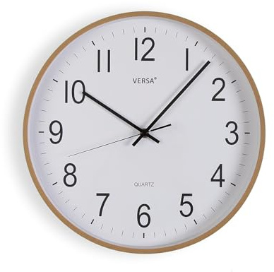 Versa Reloj de Pared silencioso y Decorativo, para Cocina, Salón o Comedor - Fácil de Leer, Medidas 35 x 5,2 x 35 cm, Madera MDF, Color Madera Clara