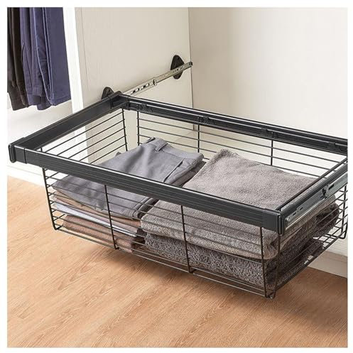 Stapelbarer, abnehmbarer Aufbewahrungskorb aus Netzstoff für Küche, Büro, Kleiderschrank, Schrank, schwarzer Metalldraht, Aufbewahrungskorb mit 30 kg Tragkraft, 814 x 456 x 172 mm