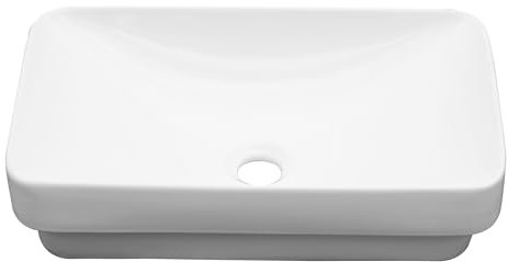Lordear Vessel Sink 19 x 12 Inch Semi Recessed Bathroom Sink Rectangular White Ceramic Vessel Sink Modern Vanity Sink Bath Wash Sinks Bowl Above Counter Basin