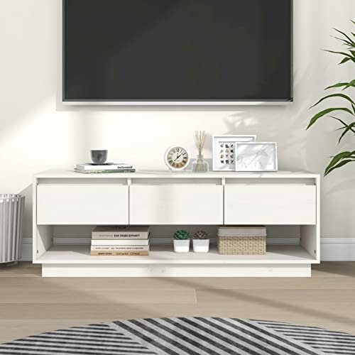ShGaxin Meuble TV en bois massif de pin blanc 110,5 x 34 x 40 cm, meuble TV, meuble TV, meuble TV, meuble TV, meuble TV 813845