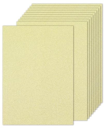 PATIKIL 10 Feuilles De Papier Cartonné Pailleté Or Clair, A4 250gsm Rectangle Papier Premium Étincelant Pour Scrapbooking Création De Cartes Projets DIY Art Mariage Fête