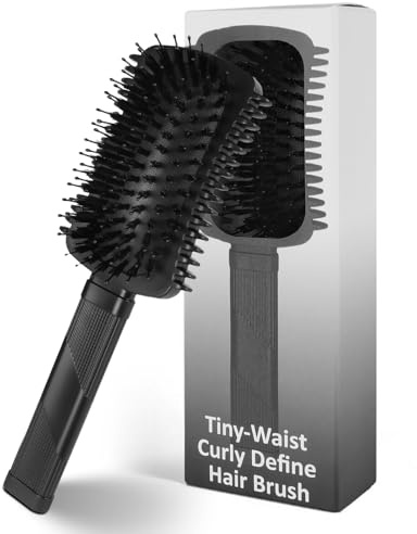 LOPHE Lockenbürste, Locken-Stylingbürste, Wildschweinborsten Haarbürste für lockiges Haar für Damen, Nass- und Trockenlockenbürste zum Kämmen von dickem und dünnem Haar(Schwarz)