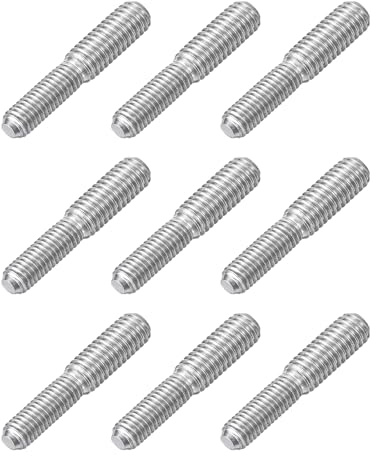 sourcing map M5x15mm to M6x15mm Double End Threaded Stud Screw Bolt, 9Pcs 304 Stainless Steel Thread Reducer Adapter for Furniture Machinery Assembly Fastener