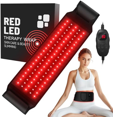 Red Light Therapy for Body:5 Light Levels Infrared Light Heat Therapy Belt Wrap for Back/Waist/Muscle/Pain Relief 660nm & 850nm Led Beads Red Light Therapy Device with Timer