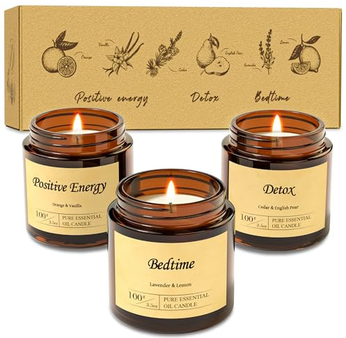 VALLYDOM Scented Candles Gifts for Women, Aromatherapy Gifts for Women with Detox Positive Energy Bedtime, Pure Soy Wax Apothecary Jar Candle Gift Set