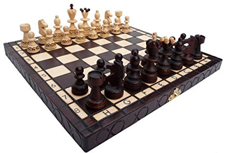 Abio Schachspiel Perle KLEIN 30x30cm Holz Schachbrett Hochwertig Klappbare Brettspiele Schach Spiel Reisespiele Set Spiele für Erwachsene Chess Board Perle KLEIN 134