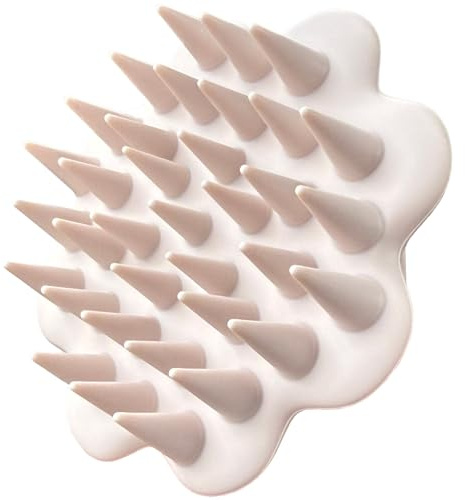 Massaggiatore Capelli Silicone,Spazzola Per Shampoo,Spazzola Manuale Per Massaggio Per Bagnati e Asciutti,Pulizia profonda e Esfoliazione Delicata,Stimola la Crescita Capelli (Beige)