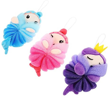 Vaguelly 3 Stück Cartoon-tiermotiv Luffa-wäscher Für Kinderbad Und Dusche Hautreinigungsschrubber Schaumball Für Dusche Und Bad Einfach Anzuwendendes Reinigungsmittel