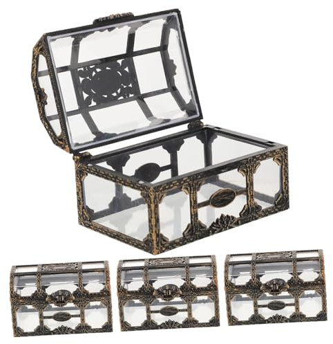 GALPADA Caja de Obsequio de Plástico Estilo Cofre Pirata para Dulces y Snacks, 4 Unidades, Ligera y Hermosa para Bodas y Festivales