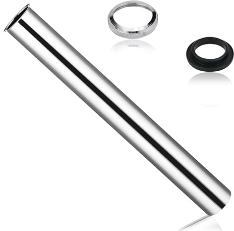 Tauchrohr für Siphon,30 cm Universal Tauchrohr für Siphon, Verchromter Siphon Verlängerung, mit 1 Mutter und 1 Dichtungsgummischeibe Geliefert für Design Siphon, Röhrensiphon, Tassensiphon
