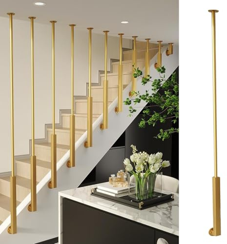 Ringhiera Per Scale Balaustre per scale personalizzabili in ferro nero per interni, Moderno ponte balaustre per case decorativo, Oro/bianco Colonna a balaustro per mansarda/corridoio(Gold,240cm)