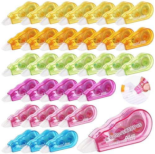 108 Pcs Small Correction Tapes, 0.2×944.9 Mini Ink Correctors, Compact White Out Tapes, Student Stationery Supplies, Colorful Whiteout Rollers for Offices, Schools