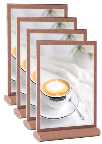 URbantin Présentoirs de Table A5,Lot de 4 Support de Présentation avec Base PU pour Menu,Porte Affiche pour Restaurant,Hôtel,Documents,Bureau