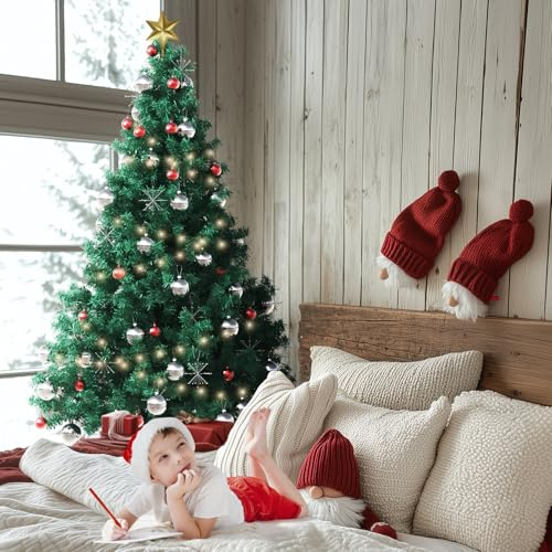 210 cm Sapin de Noël Artificiel PVC，Sapin de Noël,Arbre de Noël Artificiel avec Branches Réalistes,Support Métallique，Facile à Monter,Difficilement Inflammable,Nordmann,Décoration de Noël，Vert