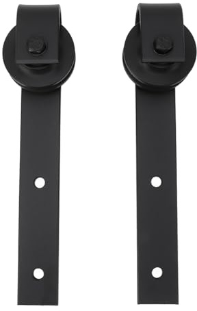 Yechiry Barn Door Hardware Kit, Sliding Door Roller Kit, Carbon Steel Hanging Rail Pulley Set with Classic Rustic Design for Study Bedroom Living Room Warehouse (Black)