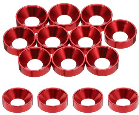 sourcing map 10 arandelas de avellanado M8, aleación de aluminio de 18 mm para RC, color rojo