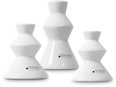Tiziano® Vasen Silandro 8-12cm 3er Set Creme-Weiß - Hochwertige Keramik Vasen mit glänzender Oberfläche für Flexible Deko-Gestaltung - Ideal für Wohnzimmer, Flur, Schlafzimmer - Wohnung Deko