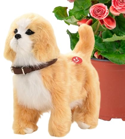 Dog Toy, Walking Puppy Toy with Stirring and Barking Tail – Interactive Electronic Dog and Musical Plush Toy with Realistic Detection – for Company, Play, Park and Holiday Decoration