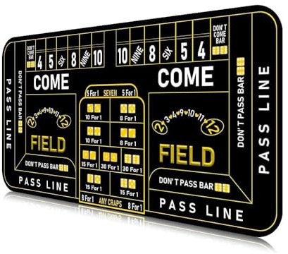 Mini Craps Table Mat 90 x 40 cm, Non-Slip Roll-Up for Home Games | Compact Craps Matportable Printed Rubber Tabletop Layout storage for Small Tables Home Game Nights &Beginner Practice
