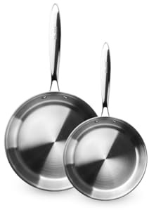 IBILI - Set de 2 Sartenes 20 y 26 cms, tricapa triply Natural, Acero inoxidable, Apto para induccion, sin antiadherente, Juego de 2 sartenes