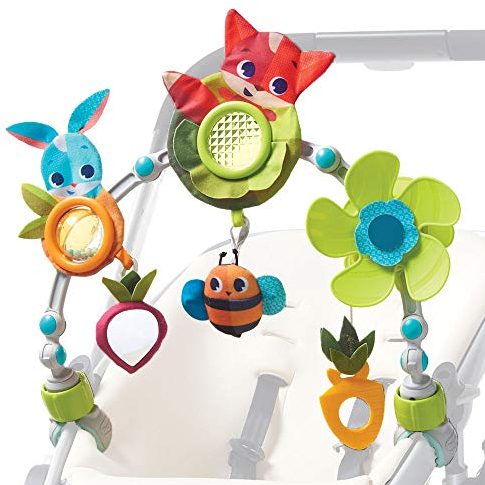 Tiny Love Sunny Stroll Spielbogen mit interaktivem Rasselspielzeug, nutzbar ab 0 M +, mit flexiblen Universal Clips passend für die meisten Kinderwagen, Meadow Days