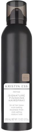 Kristin Ess Hair Refine Signature Finishing Hairspray for Hair Styling - Flexible Hold, Brushable Texture, Style Support for Straight, Textured, Wavy or Curly hair, Vegan, 7.5 oz