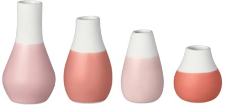 Räder Pastellvasen ZUHAUSE 4er Set aus Porzellan, teilglasiert in Pudertönen, Höhe: 4 cm, 5 cm und 8 cm, Durchmesser: 4 cm, 13614