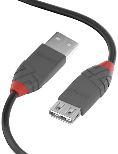 LINDY - Cavo Prolunga USB 2.0 Anthra Line 1 Metro, Connettore USB Tipo A Maschio a Femmina, Velocità di Trasferimento Dati Speed Fino a 480Mbps per Tastiera, Stampante, Fotocamera, Hard Disk