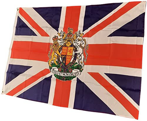 NW Flags Flagge Union Jack mit Wappen, 90 x 60 cm, 75D, Premium-Polyester, geeignet für Flaggenstöcke