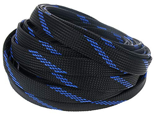 Othmro Manchon de Câble Gaine 5M Souple, Gaine Câble Tressée Extensible, Gestion des Câbles Rangement Tressée Fendue en Pet, Gestion de Câble Réglable, Protection Gestion des Câbles pour TV, PC, USB