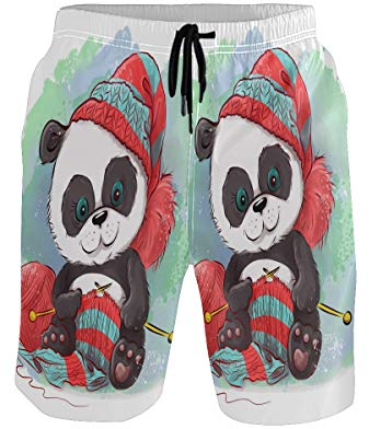 Panda Mignon en Laine Dessin Animé Homme Short de Bain Respirant Séchage Rapide Maillot de Bains Etanche Plage Été Beach Shorts