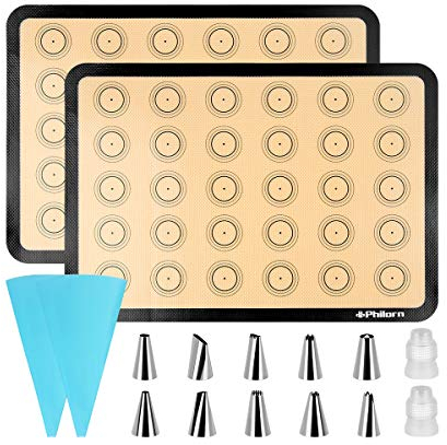 Philorn Set Di Tappetini Da Forno in Silicone Riutilizzabile, Antiscivolo, Antiaderente, Facile Da Pulire, Spessore 0,7 Mm, Mappe Da Forno Multifunzionali Flessibile E Non Tossico, Senza Bpa (Nero)