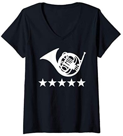 Femme Bugle cor T-Shirt avec Col en V