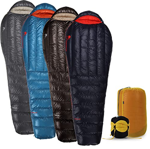 Mountaintop Ultralight Mummy Down Sleeping Bag 650 Fill Power Duck Down Suits for 32 20 Degree F for Camping Hiking Backpacking
