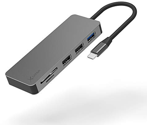 XLayer USB C Hub MULTIPORT Adapter | HDMI SD 4K Docking Station 3.0 | Kompatibel für MacBook Pro/Air, iPad Pro, Chromecast, Switch, Windows Geräte und Monitoren | 7 in 1 mit Power Delivery | Grau​