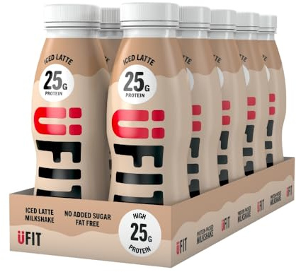 UFIT 25g Protein Shake (10 x 330 ml) - Iced Latte Flavour - High Protein - Fat Free - No Added Sugar - Ready to Drink - Gut Friendly - Packaging May Vary