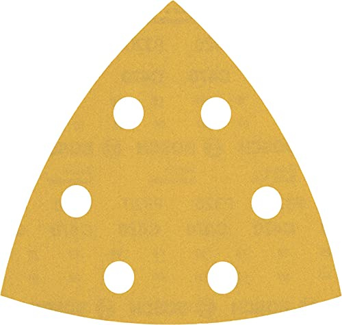 Bosch EXPERT C470 Schleifblatt, 93x93mm, K320, 6 Löcher, 50-tlg. | für Farbe auf Holz, Hartholz, Ø 93x93 mm, Körnung 320, Professional Zubehör Deltaschleifer