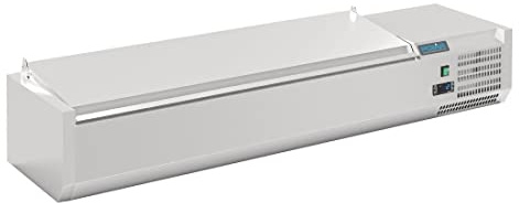 Polar G-Series Arbeitsflächen-Vorbereitungs-Kühlschrank mit Deckel, Edelstahl, Kapazität für 6 x 1/4GN Pfannen, 110 W