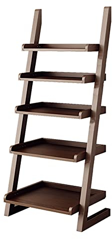 JJ Home 5-stufiges Leiterregal Bücherregal, Wohnzimmer Rustikales Standregal Lagerregal, Offenes Modernes Bücherregal, Holzregal für Bücher, Pflanzen, Deko, Wohnzimmer, Natur