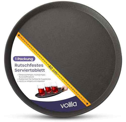 Vassoio da portata rotondo, antiscivolo, per tavolo, bevande, cucina, casa, bar e ristoranti (vassoio da 40 cm, 1 pezzo)
