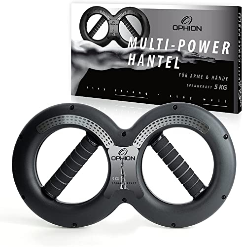 OPHION Multi Power Hantel | Handtrainer Unterarmtrainer Armtrainer | Widerstand 5kg | Handgelenk, Schulter & Brust Trainer | Sportler Trainingsgerät | Fitness Sportgerät klein für Zuhause & Outdoor