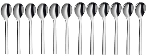 WMF Nuova Eierlöffel Set, 6-teilig, spülmaschinengeeignet, L 12 cm & Nuova Espressolöffel Set, 6-teilig, Espressolöffel, spülmaschinengeeignet, L 11 cm, Cromargan Edelstahl poliert